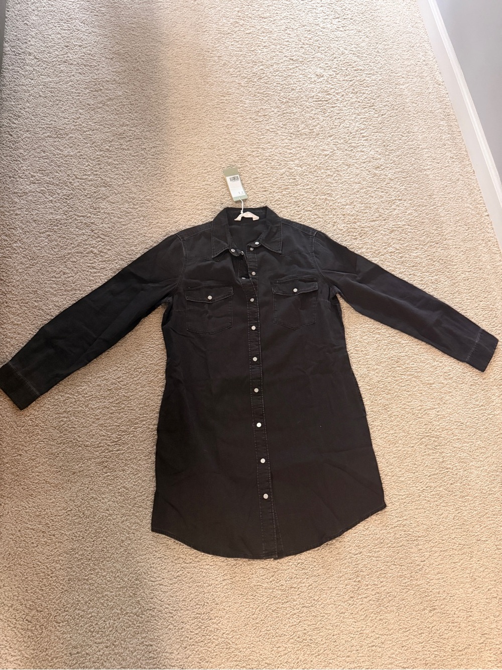 H&M Black Denim Button-Down Shirt Dress